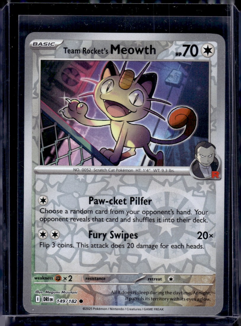 2025 Pokemon Destined Rivals Team Rocket's Meowth Reverse Holo #149 (1 of 2)