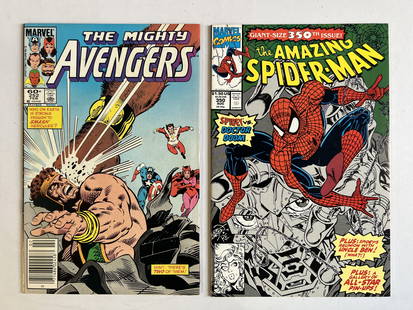 2 Marvel Comic Books: The Mighty Avengers #252 1984, The Amazing Spider-Man #350 1991: All Comic Books come Bagged, Boarded, and Sleeved in a Hard PVC Top Loader, Shipping is a little more than baseball cards due to the cost of supplies, Super Heroes Collectibles, Auction Magazine Lots