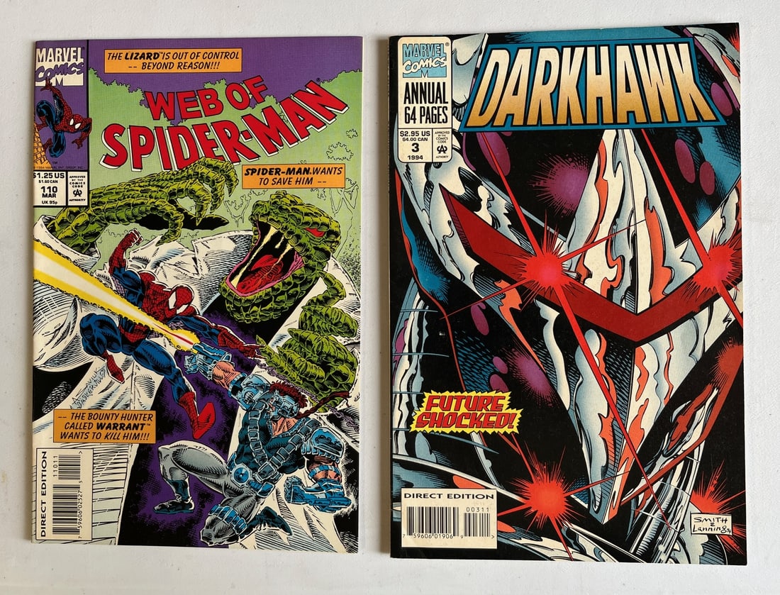 2 Marvel Comic Books: Web of Spider-Man #110 1995 & Dark Hawk #3 1996 (1 of 3)