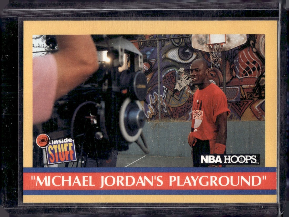Michael Jordan's Playground 1990-91 NBA Hoops #382 Chicago Bulls: Panini Select, Prizm, Mosaic, Contenders, Revolution, Phoenix, NBA Hoops, Rookie NFL Sports Trading Cards, Silver, SP, SSP, Wave Prizms, Numbered Cards, Basketball sports Cards for Sale Near Me, NBA C