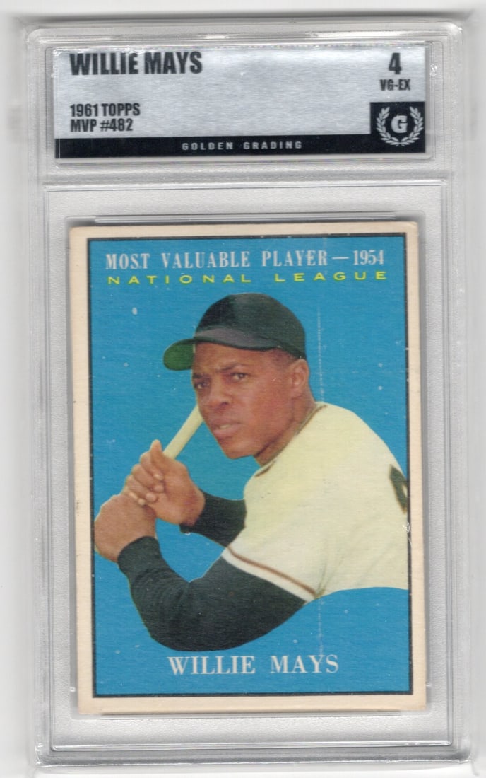Willie Mays 1961 Topps MVP #482 Golden Grading 4 Vintage Baseball Card (1 of 2)