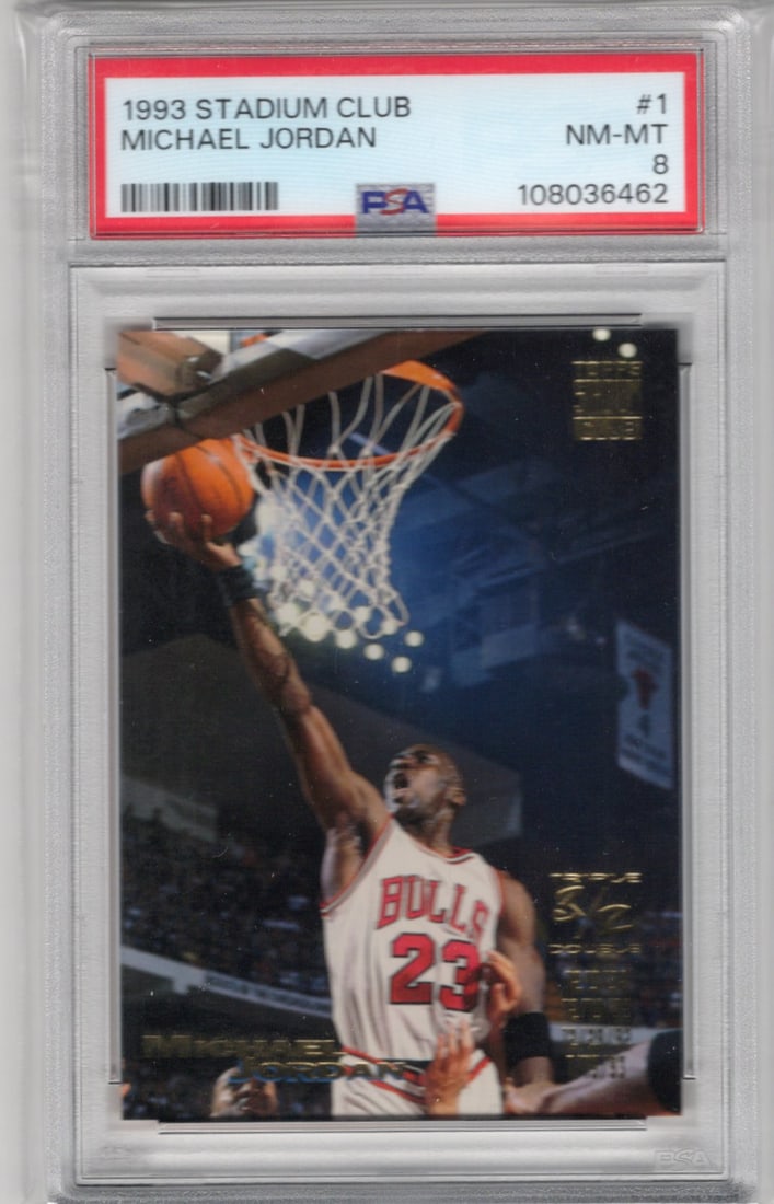 Michael Jordan 1993 Stadium Club #1 PSA 8 Chicago Bulls Basketball Card (1 of 2)