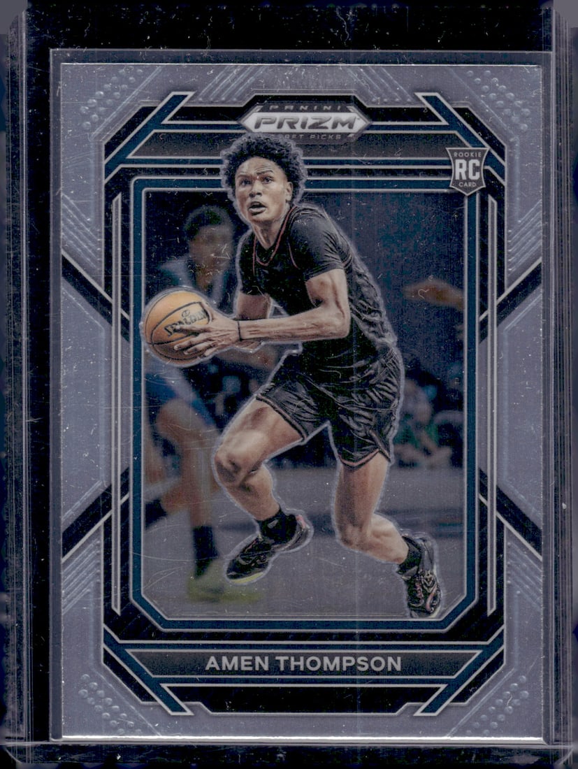 Amen Thompson Rookie Card 2023 Prizm Draft Picks #4 Houston Rockets: Panini Select, Prizm, Mosaic, Contenders, Revolution, Phoenix, NBA Hoops, Rookie NFL Sports Trading Cards, Silver, SP, SSP, Wave Prizms, Numbered Cards, Basketball sports Cards for Sale Near Me, NBA C