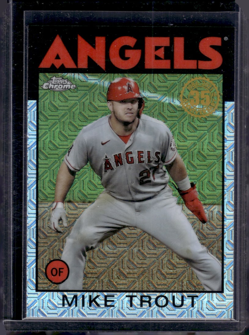 Mike Trout Silver Pack Mojo 2021 Topps Chrome #86TC-92 Angels Baseball Card (1 of 2)