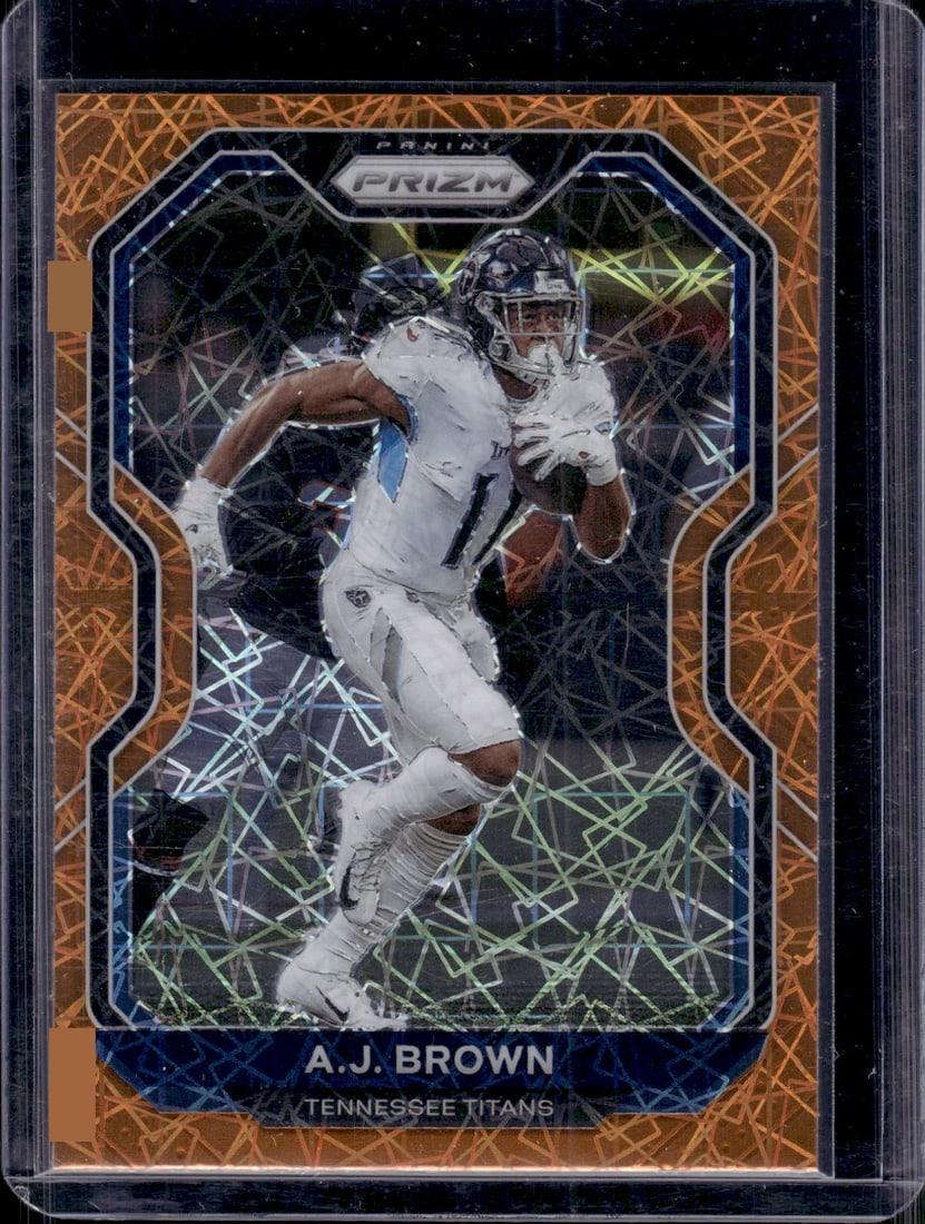 Aj Brown Orange Lazer Prizm 2020 Panini Prizm #101 Titans, Eagles: Panini Select, Prizm, Mosaic, Contenders, Zenith, Phoenix, Illusions, Absolute, Rookie NFL Sports Trading Cards, SP, SSP, Cards, Football Cards for Sale Near Me, Superbowl & Hall of Fame Player Cards,
