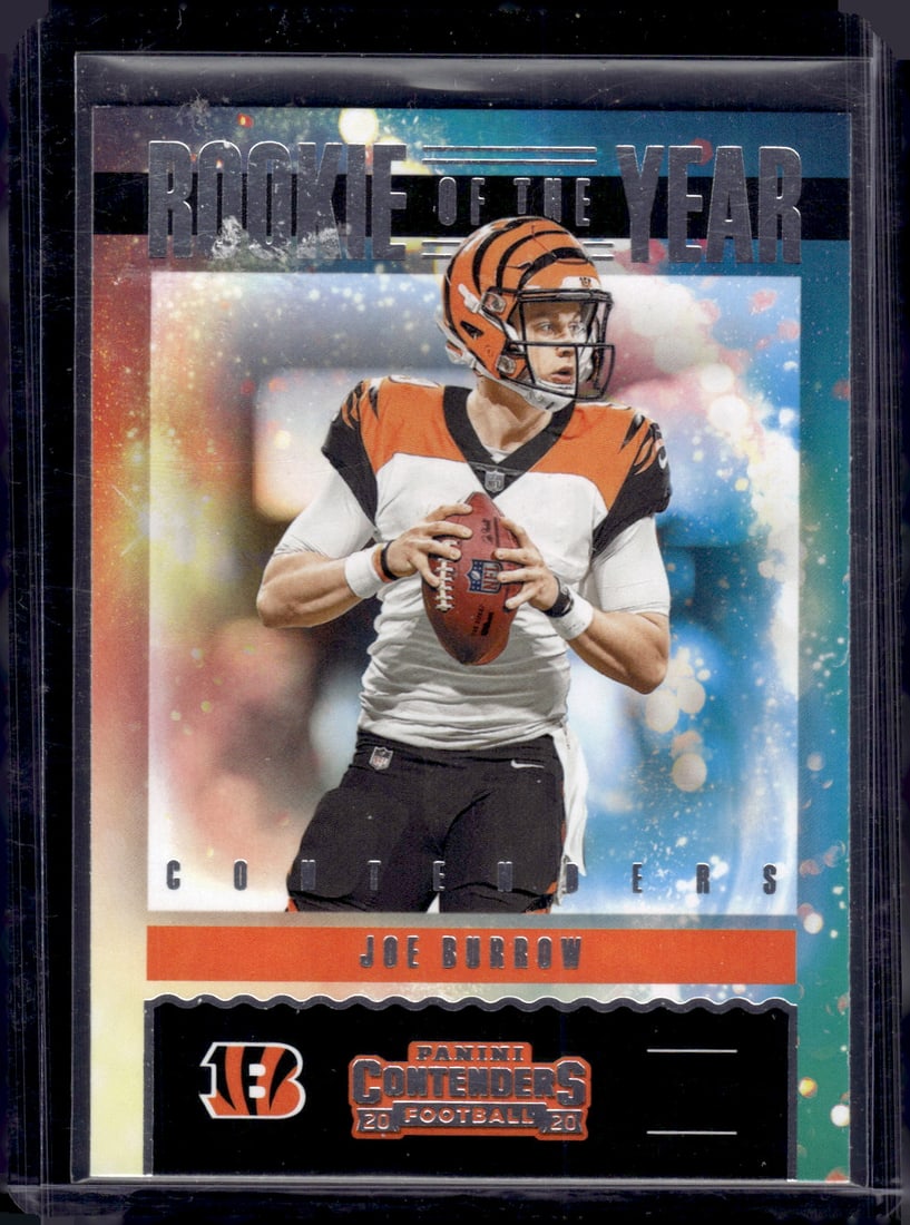 Joe Burrow Rookie Card 2020 Panini Contenders #RY-JBU Bengals Football Card: Panini Select, Prizm, Mosaic, Contenders, Zenith, Phoenix, Illusions, Absolute, Rookie NFL Sports Trading Cards, SP, SSP, Cards, Football Cards for Sale Near Me, Superbowl & Hall of Fame Player Cards,