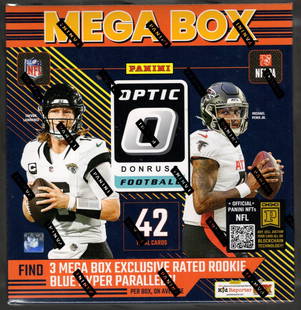 2024-25 Donruss Optic Football MEGA BOX - Downtown, Uptown Inserts, Jayden Daniels Sports Card: Donruss Optic Football NFL Trading & Sports Cards, Rookies In this set are Jayden Daniels, Bo Nix, Michael Penix, Jr, Caleb Williams, Drake Maye, Marvin Harrison, Jr, Uptown SP, Rated Rookie, Downtown