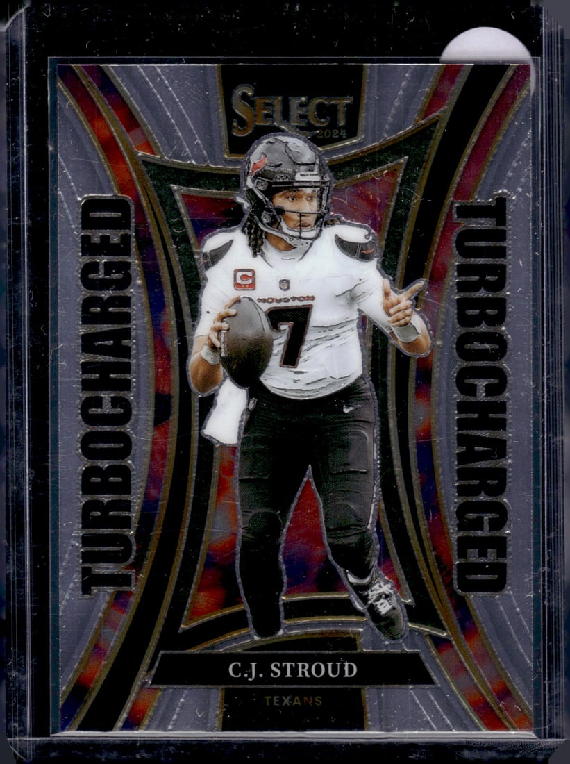 Cj Stroud Turbocharged 2024 Panini Select #10 2nd Year Houston Texans: Panini Select, Prizm, Mosaic, Contenders, Zenith, Phoenix, Illusions, Absolute, Rookie NFL Sports Trading Cards, SP, SSP, Cards, Football Cards for Sale Near Me, Superbowl & Hall of Fame Player Cards,