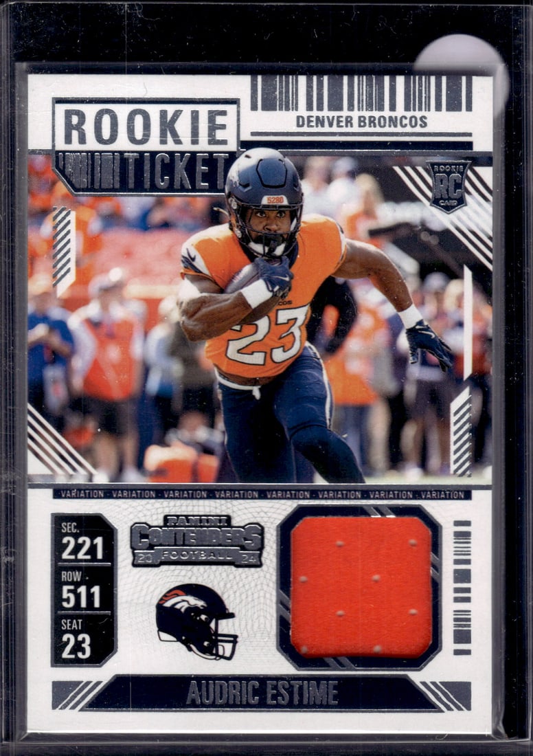 Audric Estime Rookie Ticket Patch 2024 Panini Contenders #RTS-AEE Denver Broncos (1 of 2)