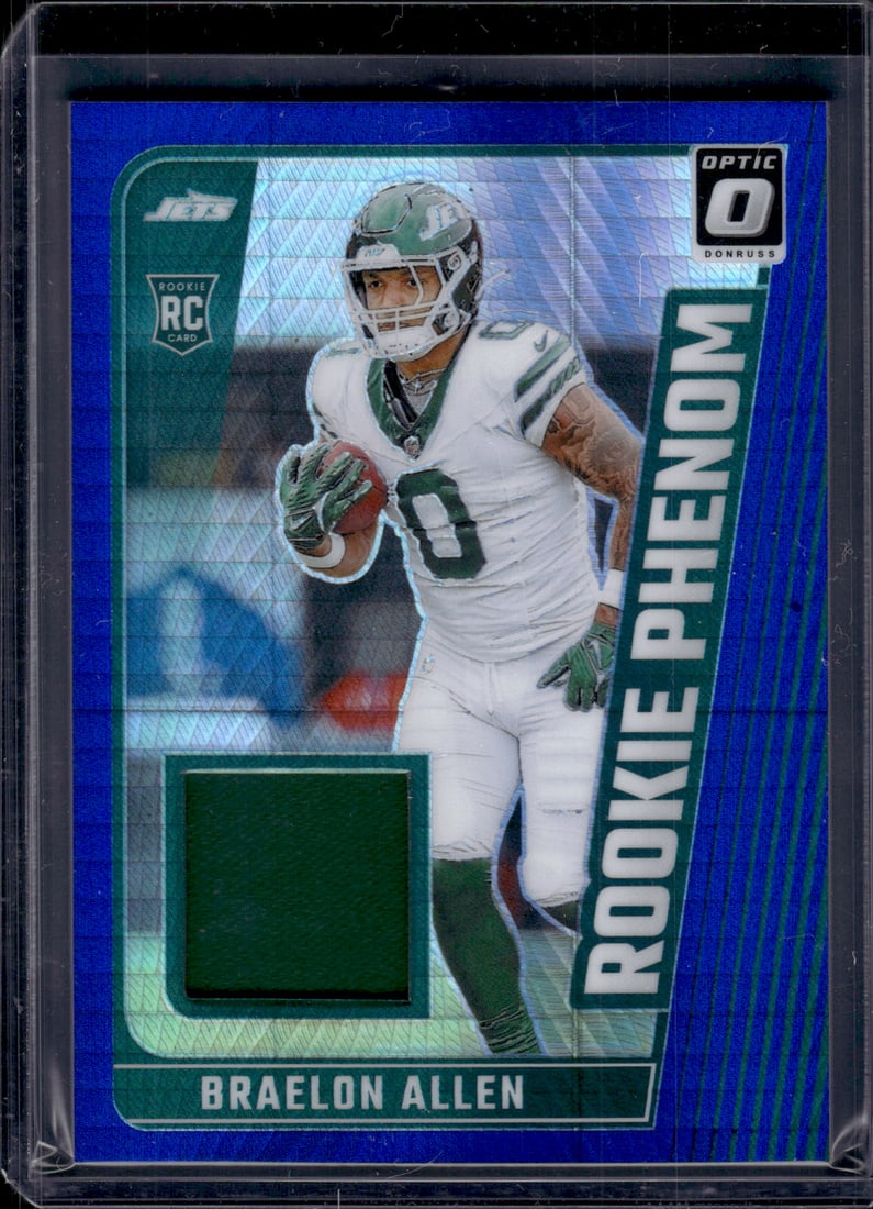 Braelon Allen Rookie Card Patch Blue Hyper 2024 Donruss Optic #RPB-BAN Jets (1 of 2)
