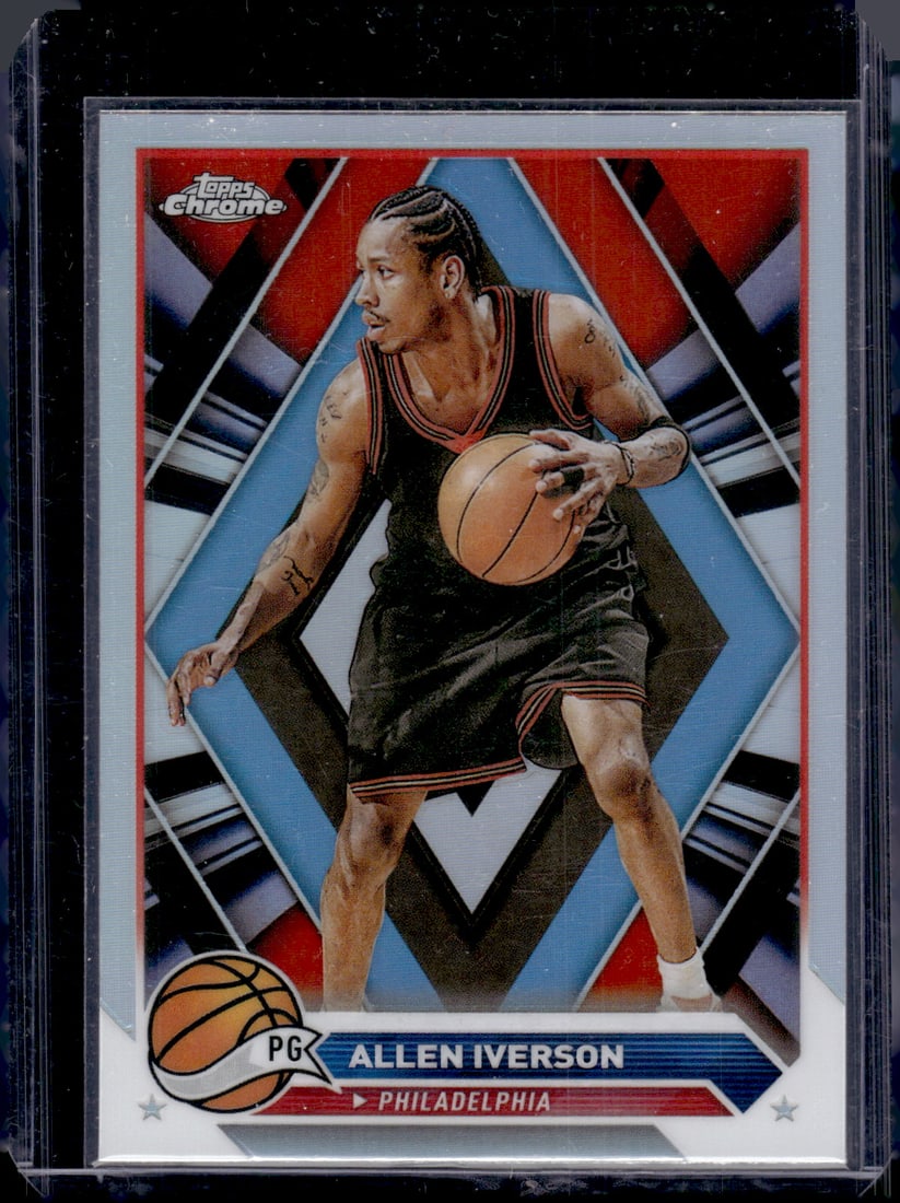 Allen Iverson Refractor 2023-24 Topps Chrome #66 76ers Basketball Card: Topps Basketball NBA Trading & Sports Cards, Sports Cards for Sale Near Me, Chrome, Refractor, SP, SSP, Valuable Auction Memorabilia Lots Sold On Line, NBA Championship & Hall of Fame Player Cards
