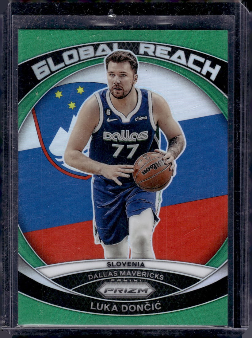 Luka Doncic Global Reach Green Prizm 2023-24 Panini Prizm #1 Mavericks, Lakers (1 of 2)