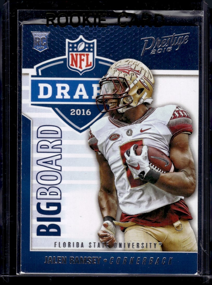 Jalen Ramsey Rookie Card NFL Draft 2016 Panini Prestige #18 Football Card: Panini Select, Prizm, Mosaic, Contenders, Zenith, Phoenix, Illusions, Absolute, Rookie NFL Sports Trading Cards, SP, SSP, Cards, Football Cards for Sale Near Me, Superbowl & Hall of Fame Player Cards,
