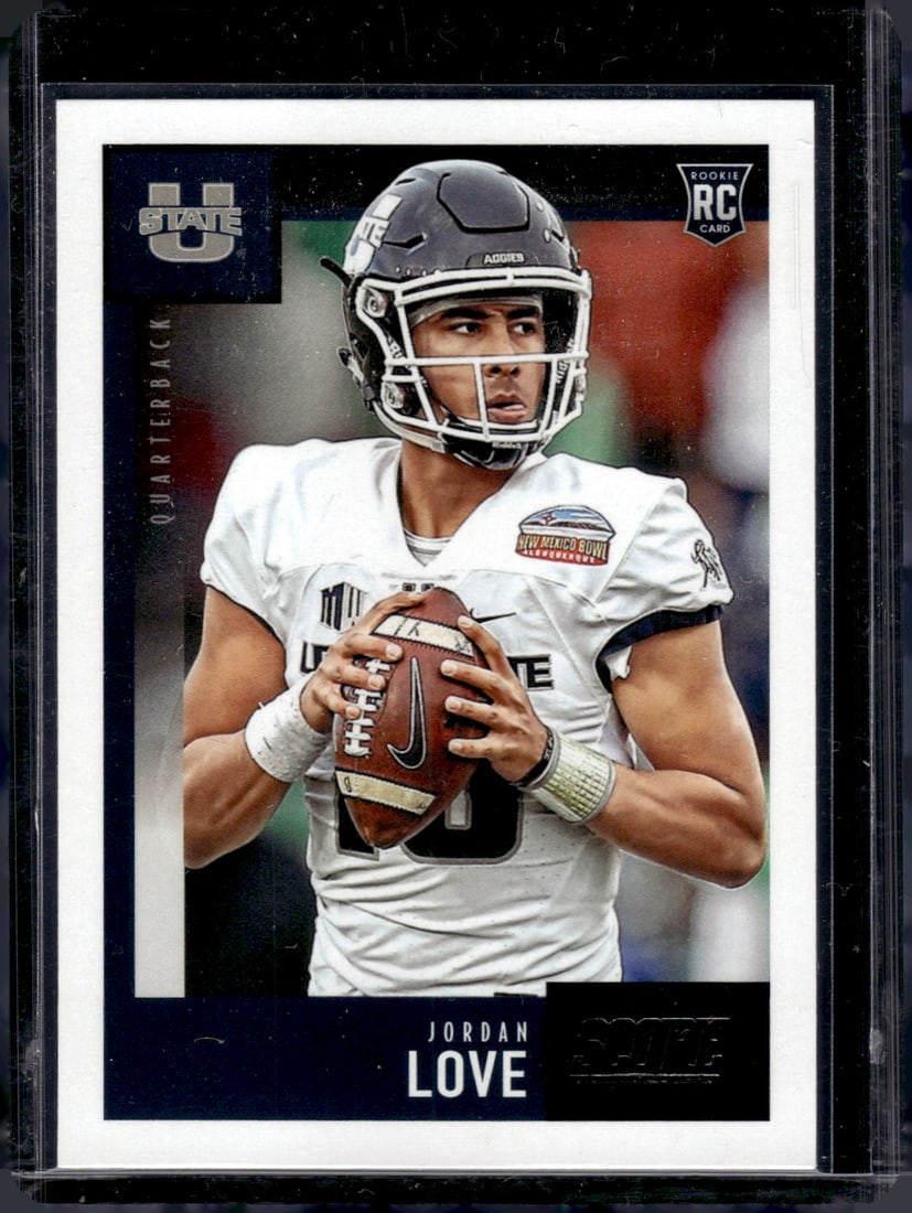 Jordan Love Rookie Card 2020 Panini Score #361 Utah State, Packers: Panini Select, Prizm, Mosaic, Contenders, Zenith, Phoenix, Illusions, Absolute, Rookie NFL Sports Trading Cards, SP, SSP, Cards, Football Cards for Sale Near Me, Superbowl & Hall of Fame Player Cards,