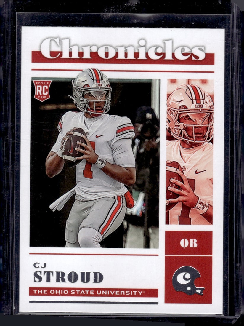 Cj Stroud Rookie Card 2023 Chronicles #2 Ohio State Buckeyes, Texans: Panini Select, Prizm, Mosaic, Contenders, Zenith, Phoenix, Illusions, Absolute, Rookie NFL Sports Trading Cards, SP, SSP, Cards, Football Cards for Sale Near Me, Superbowl & Hall of Fame Player Cards,