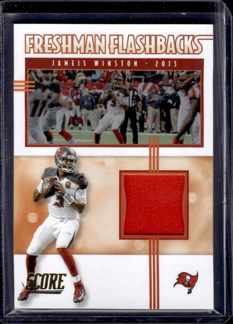 Jameis Winston Freshman Flashbacks Patch 2020 Panini Score #FF-JW: Panini Select, Prizm, Mosaic, Contenders, Zenith, Phoenix, Illusions, Absolute, Rookie NFL Sports Trading Cards, SP, SSP, Cards, Football Cards for Sale Near Me, Superbowl & Hall of Fame Player Cards,