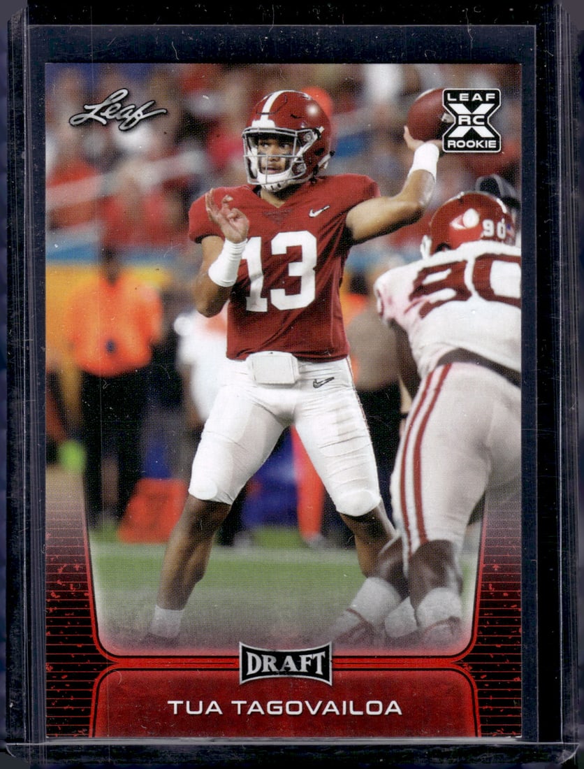 Tua Tagovailoa Rookie Card Red 2020 Leaf #02 Alabama, Miami Dolphins (1 of 2)