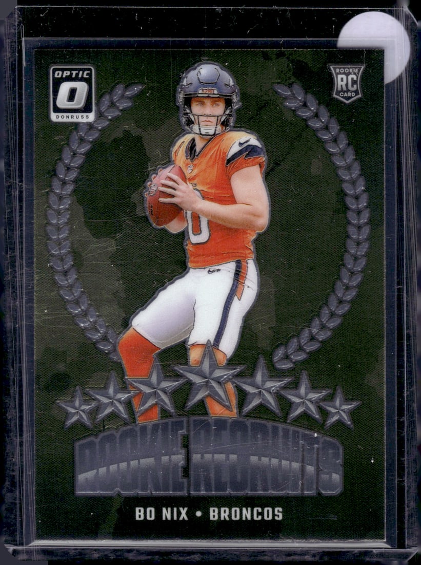 Bo Nix Rookie Recruits 2024 Donruss Optic #4 Broncos Football Card: Donruss Optic Football NLF Trading & Sports Cards, Sports Cards for Sale Near Me, Valuable Memorabilia Auction Lots Sold On Line, SP, SSP