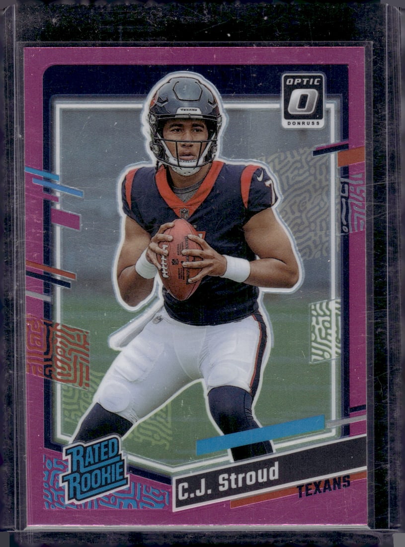 Cj Stroud Rookie Card Pink Prizm 2023 Donruss Optic Preview #339 Houston Texans (1 of 2)