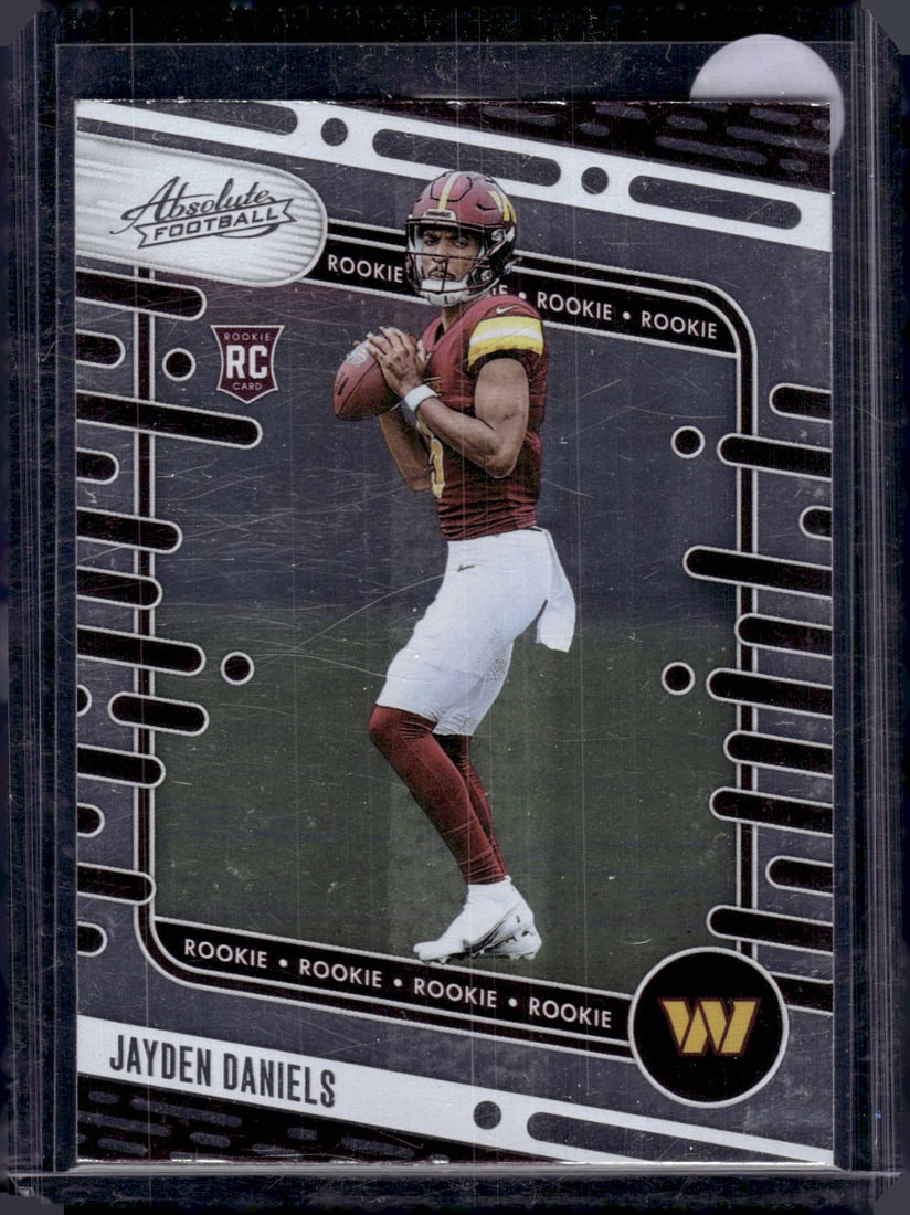 Jayden Daniels Rookie Card 2024 Panini Absolute #102 Commanders Football Card: Panini Select, Prizm, Mosaic, Contenders, Zenith, Phoenix, Illusions, Absolute, Rookie NFL Sports Trading Cards, SP, SSP, Cards, Football Cards for Sale Near Me, Superbowl & Hall of Fame Player Cards,