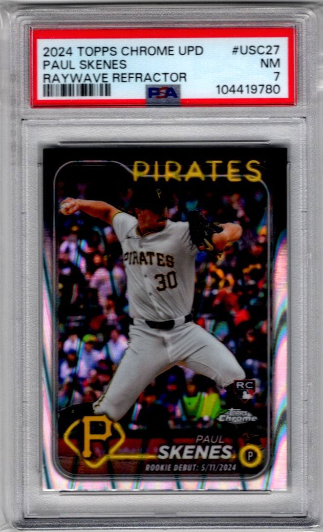 Paul Skenes Rookie Card Raywave Refractor 2024 Topps Chrome Udpate #USC27 PSA 7 (1 of 2)