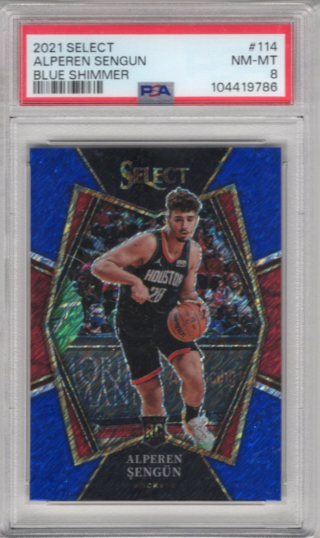 Alperen Sengun Rookie Card Blue Shimmer 2021-22 Panini Select #114 PSA 8 Rockets (1 of 2)