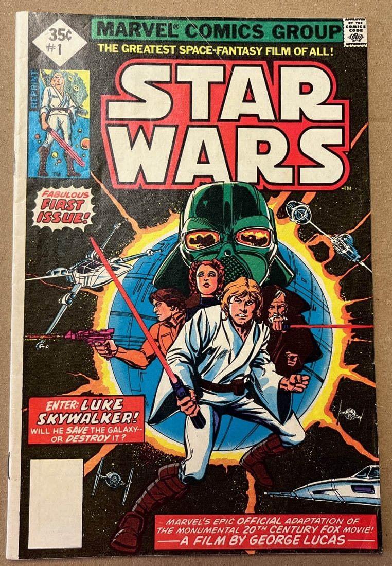Star Wars Vintage Marvel Comic Book, #1 1977 July, 2nd Edition, Slight Crease in Cover otherwise (1 of 3)