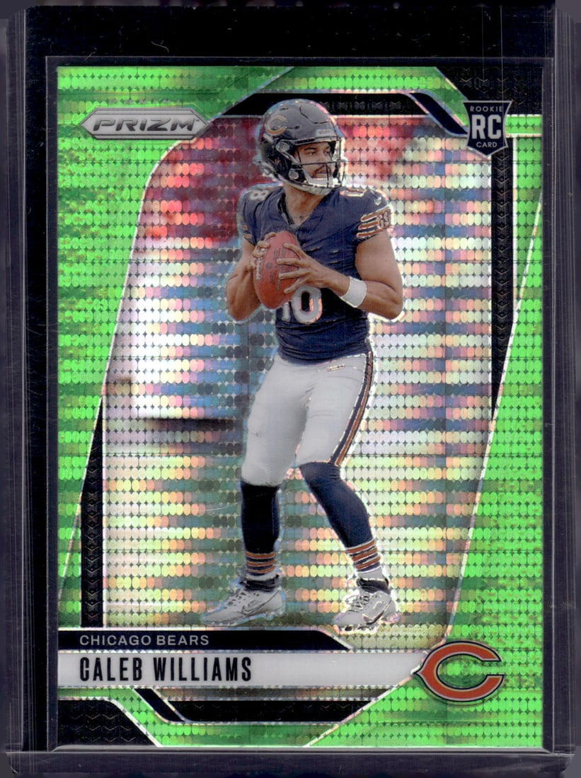 Caleb Williams Rookie Card Neon Green Pulsar 2024 Panini Prizm #301 Bears: Panini Select, Prizm, Mosaic, Contenders, Zenith, Phoenix, Illusions, Absolute, Rookie NFL Sports Trading Cards, SP, SSP, Cards, Football Cards for Sale Near Me, Superbowl & Hall of Fame Player Cards,