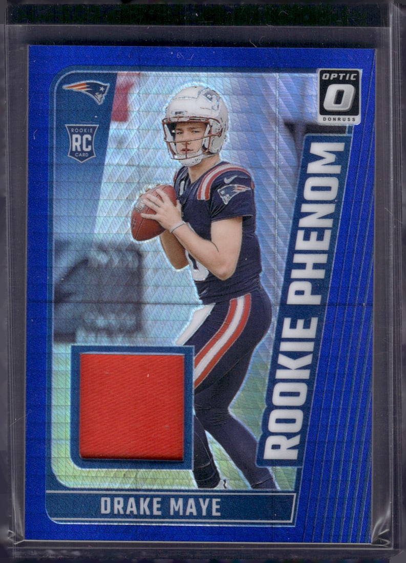 Drake Maye Rookie Card Blue Hyper Patch 2024 Donruss Optic #RPB-DME Patriots (1 of 2)