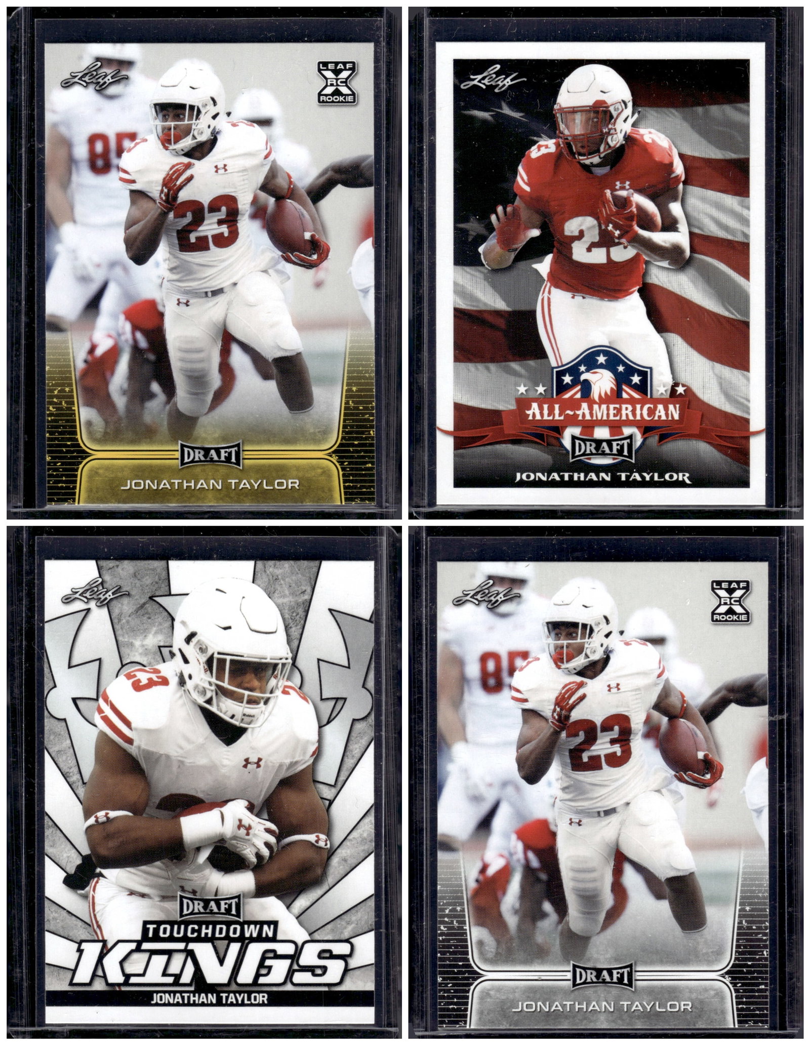 Lot of 4 Jonathan Taylor Rookie Cards 2020 Leaf All Different: Leaf, Football NFL Trading Cards, Sports Cards for Sale Near Me, Hall of Fame & Super Bowl Player Cards, Auction Memorabilia Lots for Sale on Line