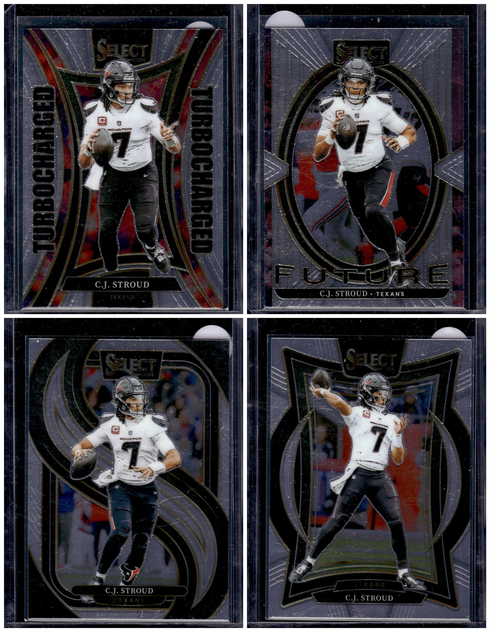 Lot of 4 2024 Panini Select Cj Stroud Cards. Turbocharged, Future, Premier, Concourse (1 of 1)