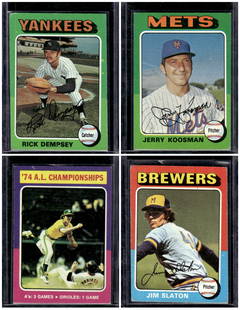Lot of 4 1975 Topps Vintage Baseball Cards: Topps Baseball MLB Trading & Sports Cards, Sports Cards for Sale Near Me, World Series & Hall of Fame Players Memorabilia, Refractors, X-Fractors, Numbered, SP, SSP, Valuable Auction Memorabilia Lots