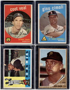 Lot of 4 Topps Vintage Baseball Cards. Two 1959s, One 1960, One 1962: Topps Baseball MLB Trading & Sports Cards, Sports Cards for Sale Near Me, World Series & Hall of Fame Players Memorabilia, Refractors, X-Fractors, Numbered, SP, SSP, Valuable Auction Memorabilia Lots