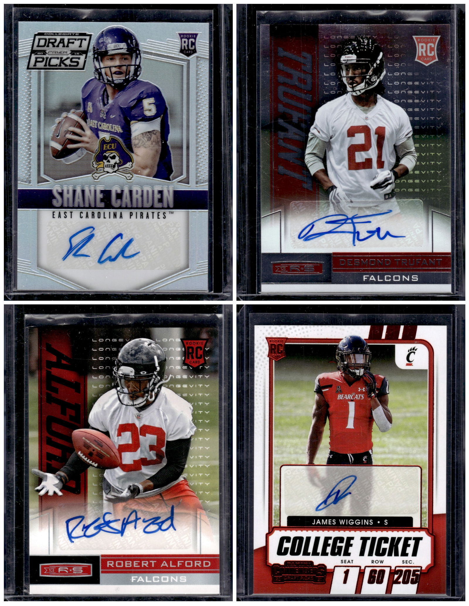 Lot of 4 Panini Football Autos: Panini Select, Prizm, Mosaic, Contenders, Zenith, Phoenix, Illusions, Absolute, Rookie NFL Sports Trading Cards, SP, SSP, Cards, Football Cards for Sale Near Me, Superbowl & Hall of Fame Player Cards,