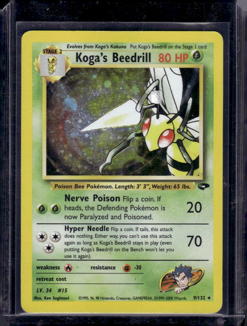 Pokemon Gym Challenge Koga's Beedrill Holo Rare #9: TCG, Pikachu, Charizard, Rare, Secret Rare, Holo Cards, Pokemon & TCG Cards sold near Me, Nintendo, Evee, Houndoom, Reverse Holo Cards, 3 Star Ultra Rare, EX