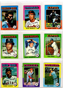 Lot of 9 1975 Topps Mini Baseball Cards. All Different Vintage Baseball Cards: Topps Baseball MLB Trading & Sports Cards, Sports Cards for Sale Near Me, World Series & Hall of Fame Players Memorabilia, Refractors, X-Fractors, Numbered, SP, SSP, Valuable Auction Memorabilia Lots