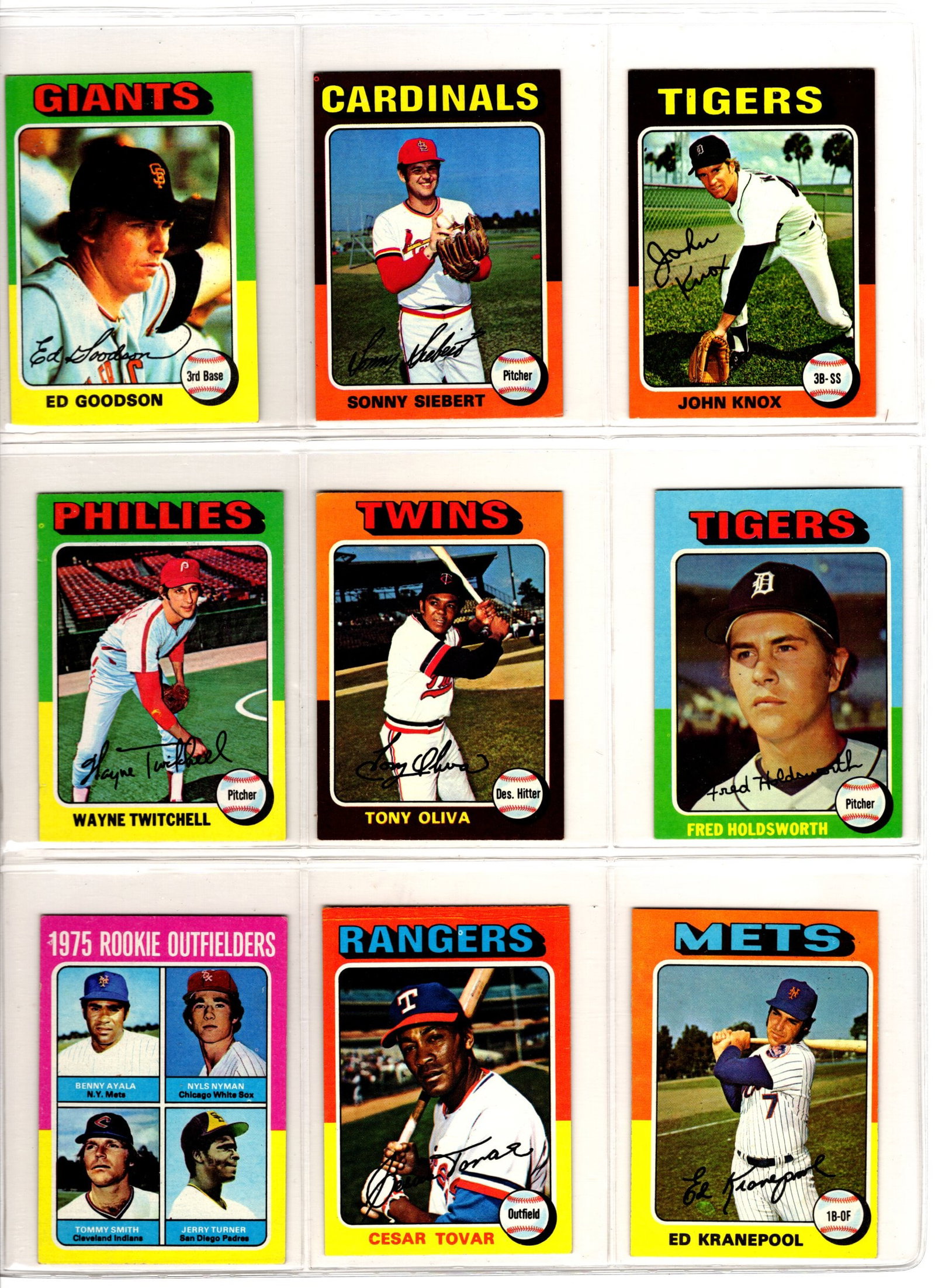 Lot of 9 1975 Topps Mini Baseball Cards. All Different Vintage Baseball Cards (1 of 2)