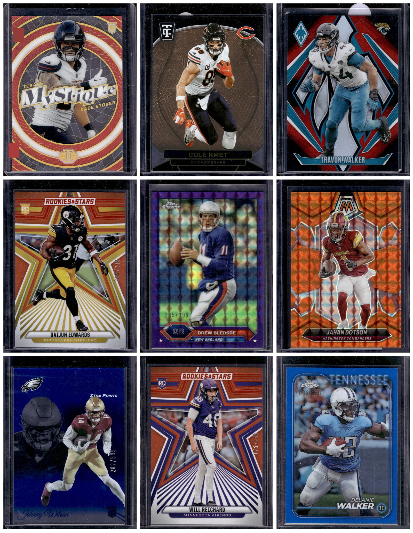 Lot of 9 NFL Football Cards ALL Numbered. Rookies & Vets: Panini Select, Prizm, Mosaic, Contenders, Zenith, Phoenix, Illusions, Absolute, Rookie NFL Sports Trading Cards, SP, SSP, Cards, Football Cards for Sale Near Me, Superbowl & Hall of Fame Player Cards,