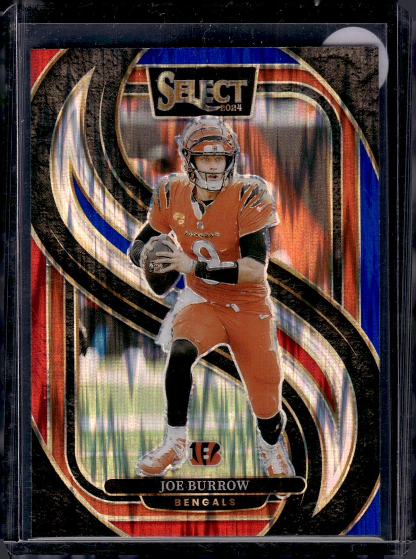 Joe Burrow Red/Blue Shock Prizm 2024 Panini Mosaic #127 Bengals Football Card: Panini Select, Prizm, Mosaic, Contenders, Zenith, Phoenix, Illusions, Absolute, Rookie NFL Sports Trading Cards, SP, SSP, Cards, Football Cards for Sale Near Me, Superbowl & Hall of Fame Player Cards,
