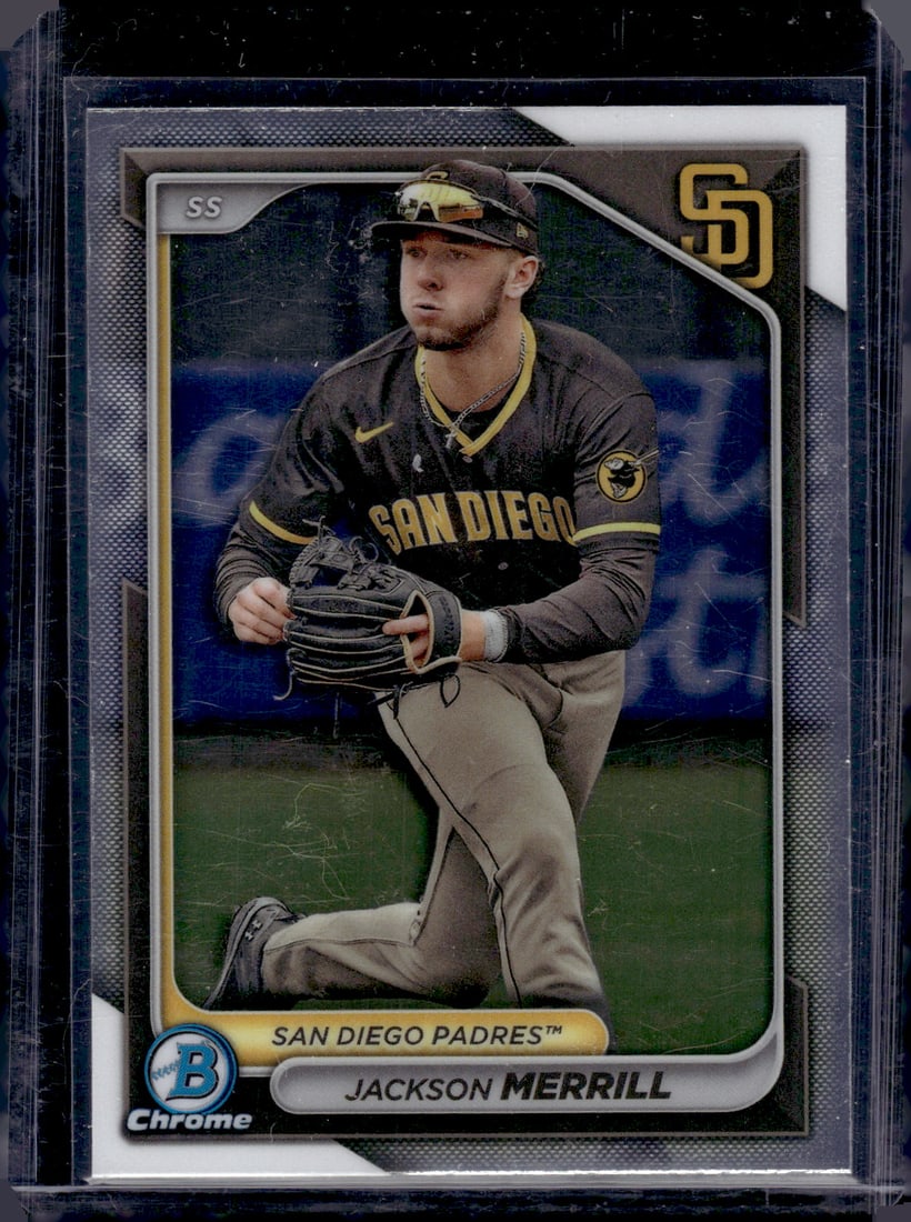 Jackson Merrill Chrome Propsects 2024 Bowman Chrome #BCP-145 Padres: Bowman Baseball MLB Trading & Sports Cards, Sports Cards for Sale Near Me, World Series & Hall of Fame Players, SP, SSP, Chrome, 1st Bowman, Auction Memorabilia Lots Sold On Line