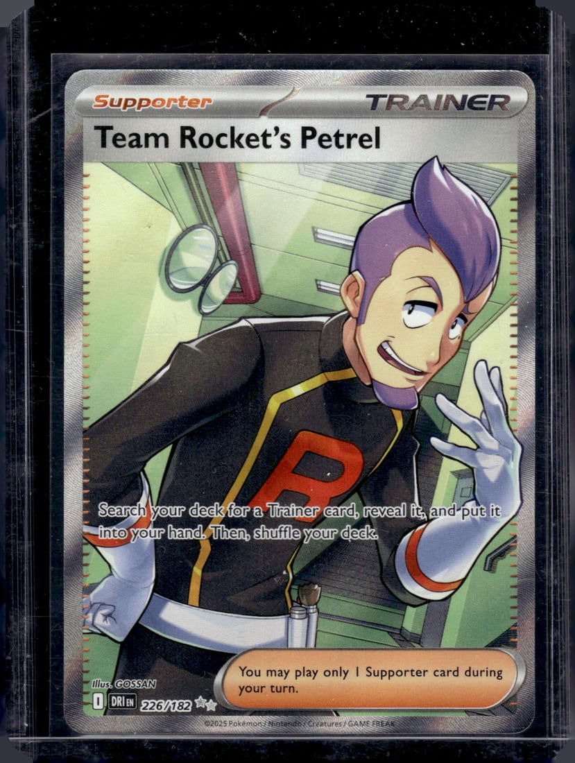 2025 Pokemon Destined Rivals Team Rocket's Petrel Full Art Ultra Rare #226: TCG, Pikachu, Charizard, Rare, Secret Rare, Holo Cards, Pokemon & TCG Cards sold near Me, Nintendo, Evee, Houndoom, Reverse Holo Cards, 3 Star Ultra Rare, EX