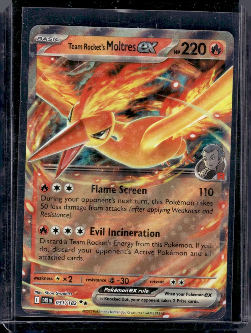 2025 Pokemon Destined Rivals Team Rocket's Moltres Ex Double Rare #31: TCG, Pikachu, Charizard, Rare, Secret Rare, Holo Cards, Pokemon & TCG Cards sold near Me, Nintendo, Evee, Houndoom, Reverse Holo Cards, 3 Star Ultra Rare, EX