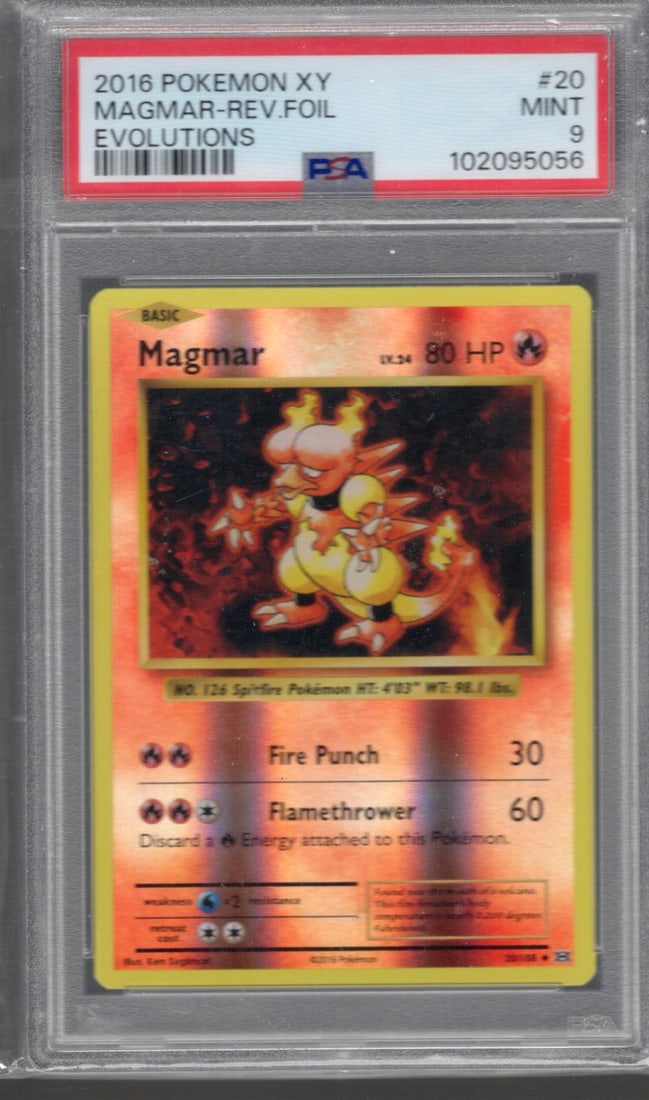 2016 Pokemon XY Evolutions Magmar Reverse Foil #20 PSA 9 (1 of 2)