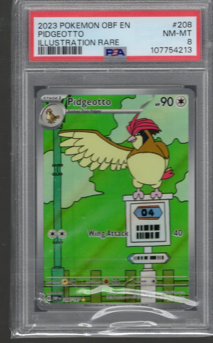 2023 Pokemon Obsidian Flames Pidgeotto Illustration Rare #208 PSA 8 (1 of 2)