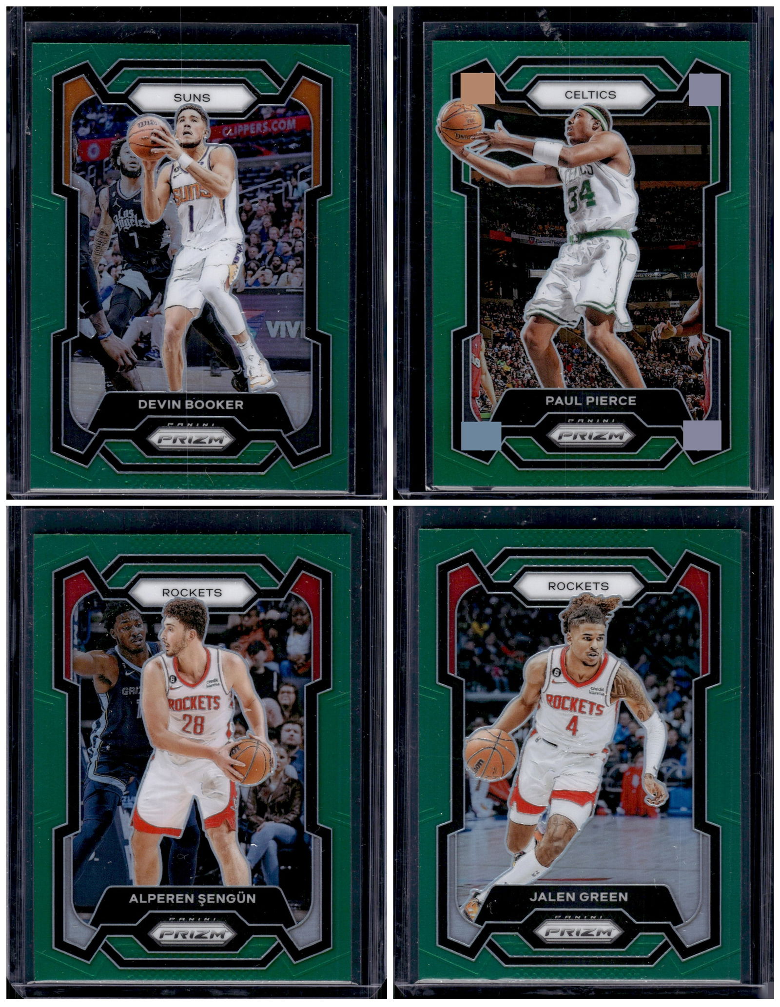 Lot of 4 2023-24 Panini Prizm NBA Green Prizms. Devin Booker, Paul Pierce, Green, Sengun (1 of 1)