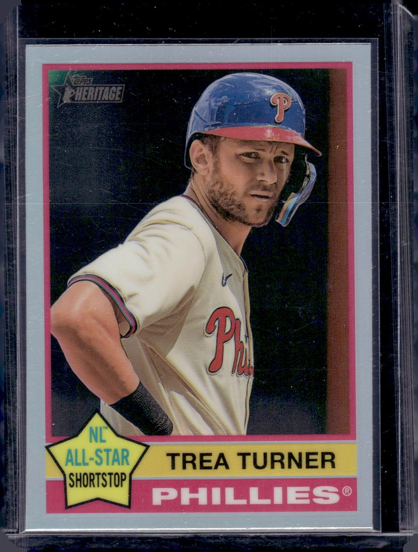 Trea Turner Refractor 2025 Topps Heritage #48 Phillies Baseball Card: Topps Baseball MLB Trading & Sports Cards, Sports Cards for Sale Near Me, World Series & Hall of Fame Players Memorabilia, Refractors, X-Fractors, Numbered, SP, SSP, Valuable Auction Memorabilia Lots 