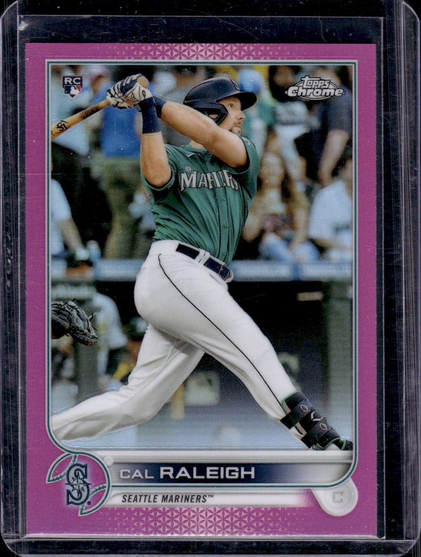Cal Raleigh Rookie Card Pink Refractor 2022 Topps Chrome #149 Mariners Baseball Card (1 of 2)