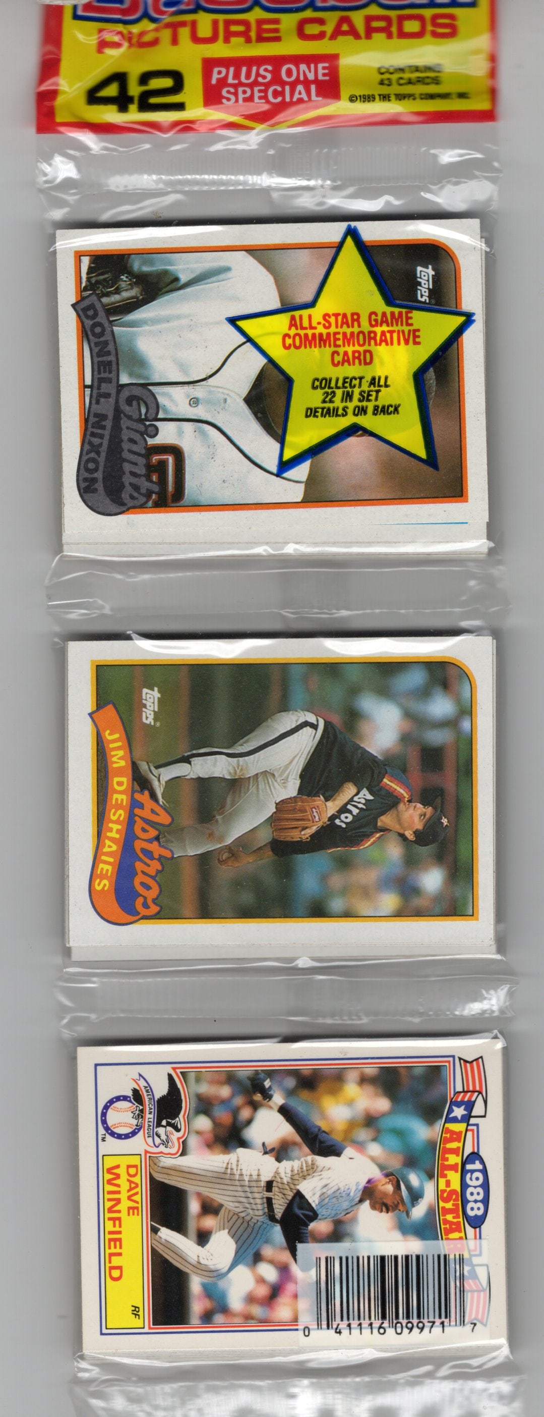 1989 Topps Baseball Cards Hanger Rack Pack 42 Cards Plus 1 Special Card (1 of 2)