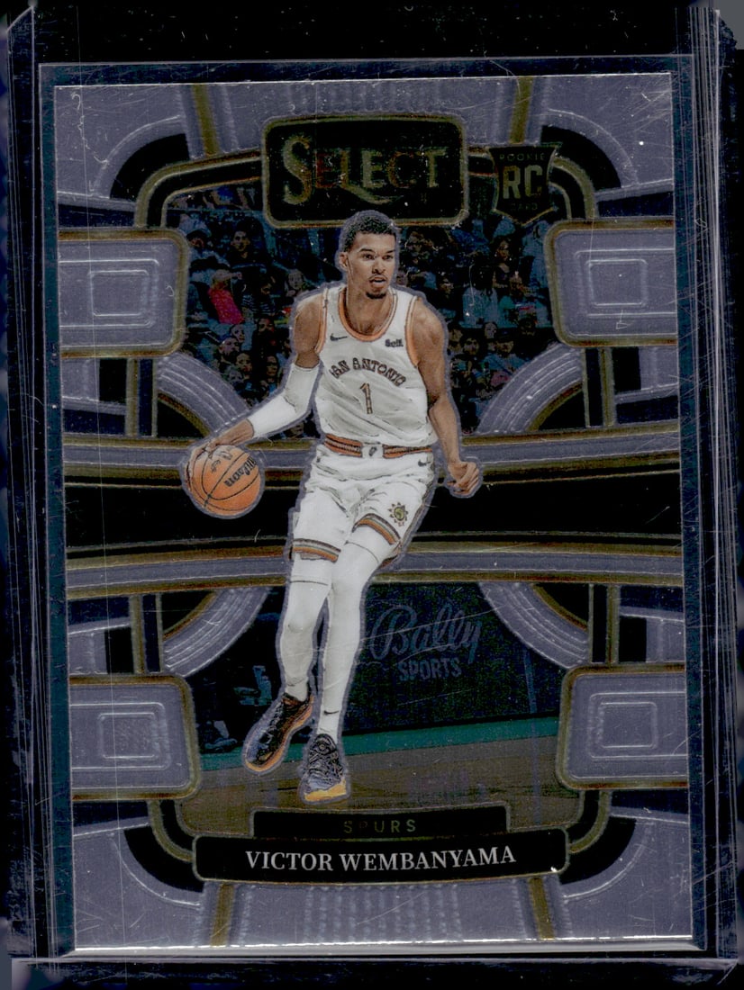 Victor Wembanyama Rookie Card 2023-24 Panini Select #87 Spurs: Panini Select, Prizm, Mosaic, Contenders, Revolution, Phoenix, NBA Hoops, Rookie NFL Sports Trading Cards, Silver, SP, SSP, Wave Prizms, Numbered Cards, Basketball sports Cards for Sale Near Me, NBA C