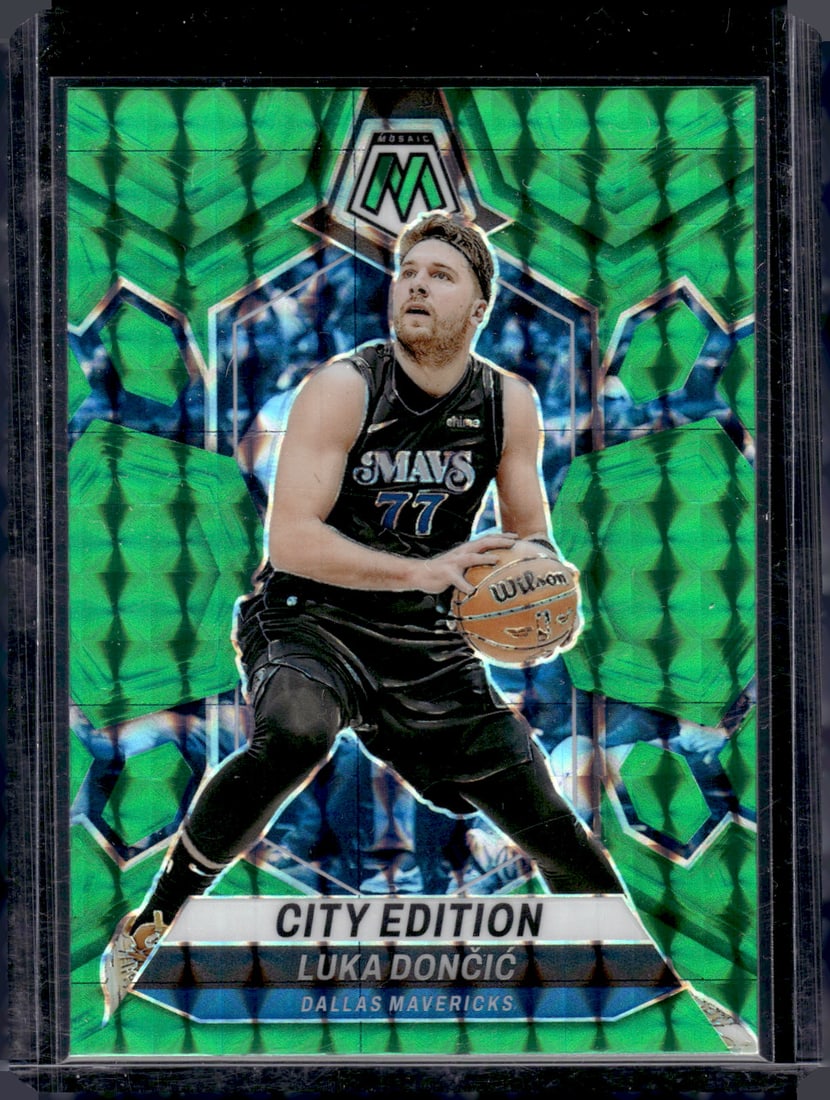 Luka Doncic Green Mosaic Prizm City Edition 2023-24 Panini Mosaic #285 Lakers, Mavs (1 of 2)